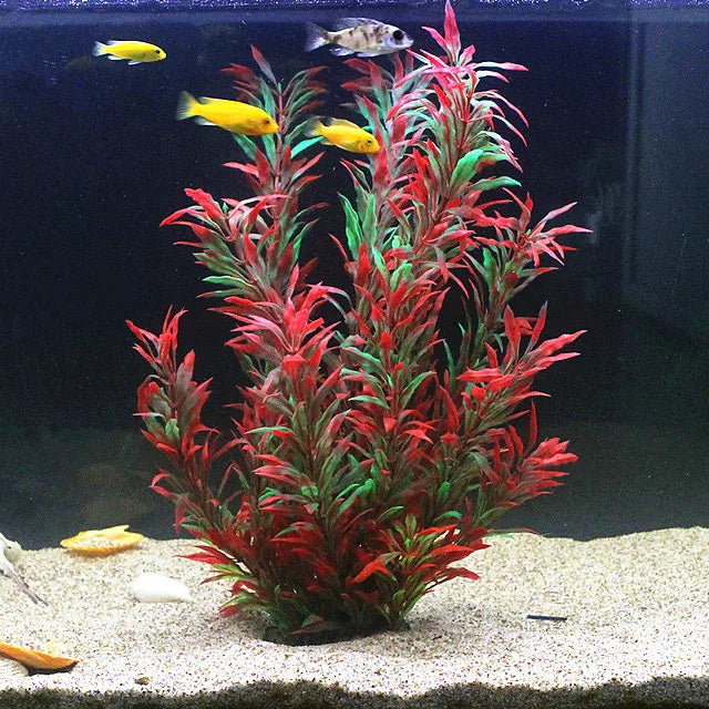 50CM Artificial Fish Tank Rare Plants Aquarium Fake Bamboo Leaf Water Grass Plastic Purple Green Water Grass Landscaping Decor