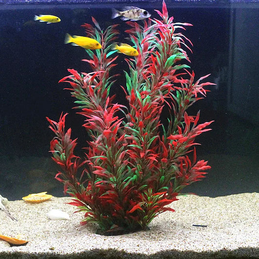 50CM Artificial Fish Tank Rare Plants Aquarium Fake Bamboo Leaf Water Grass Plastic Purple Green Water Grass Landscaping Decor