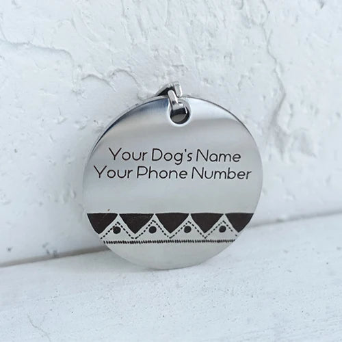 Self-design personalized design stainless steel dog tag dog round  tag can crave name tag dog  tag for pet 3 styles