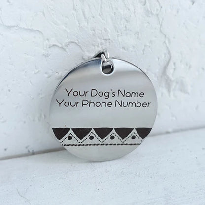 Self-design personalized design stainless steel dog tag dog round  tag can crave name tag dog  tag for pet 3 styles