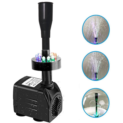 15W Ultra-Quiet Submersible Water Pump With 12 LED Lights Aquarium Water Fountain Pump Filter Fish Tank Pond LED Water Pump D30