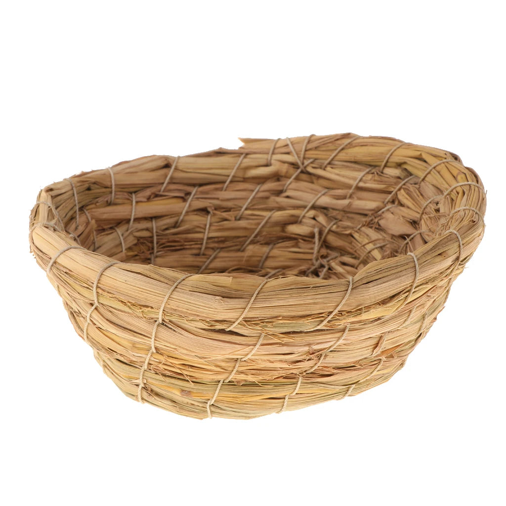 Handwoven Grass Bird Nest Cage House Hatching Breeding Cave for Parrot, Canary or Cockatiel or Other Birds