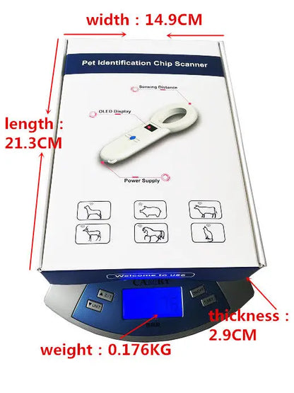 Rfid FDX-B/A animal tag Microchip reader ISO chip Portable OLED pet dog cat scanner 134.2khz for rfid glass tag/rabbit ear tag