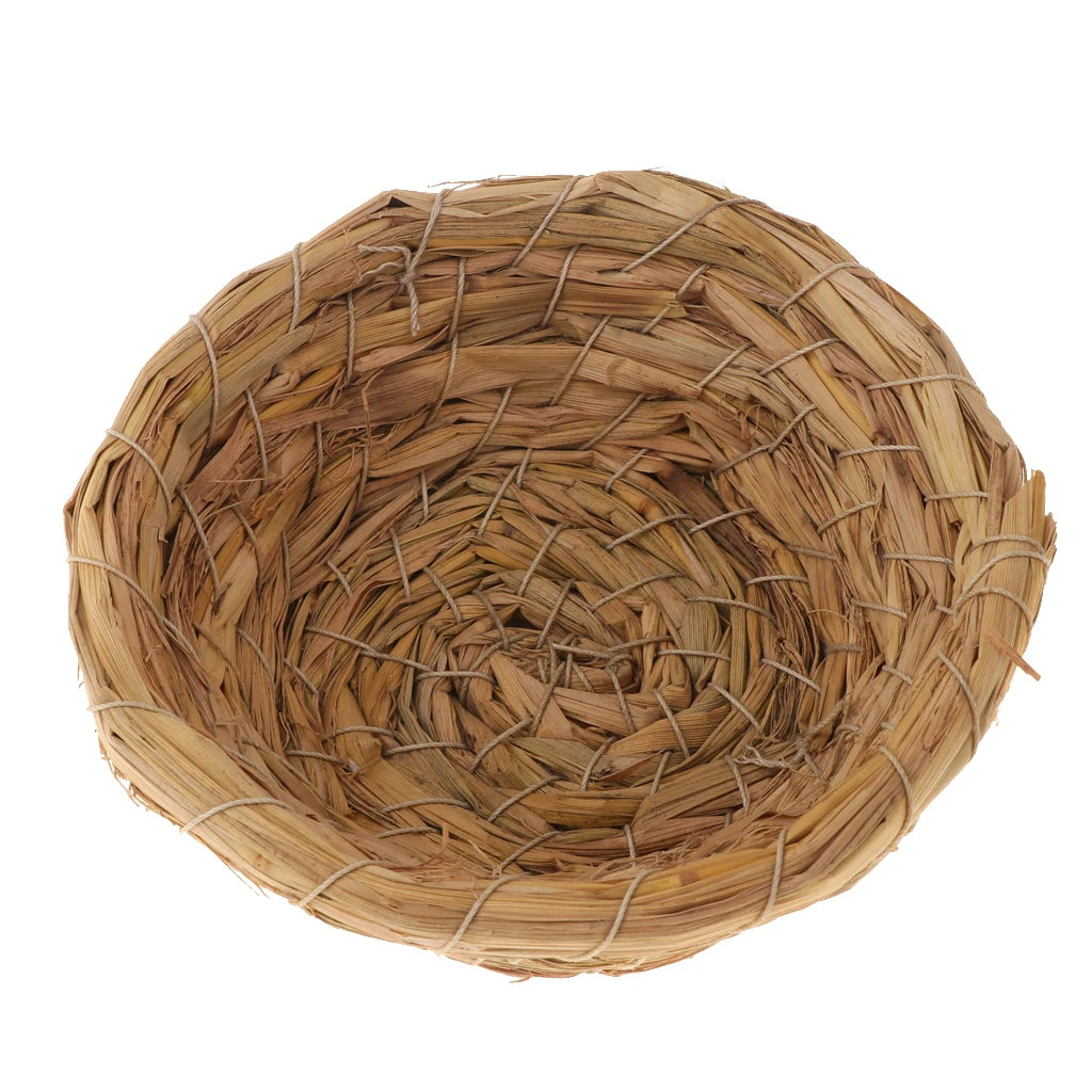 Handwoven Grass Bird Nest Cage House Hatching Breeding Cave for Parrot, Canary or Cockatiel or Other Birds