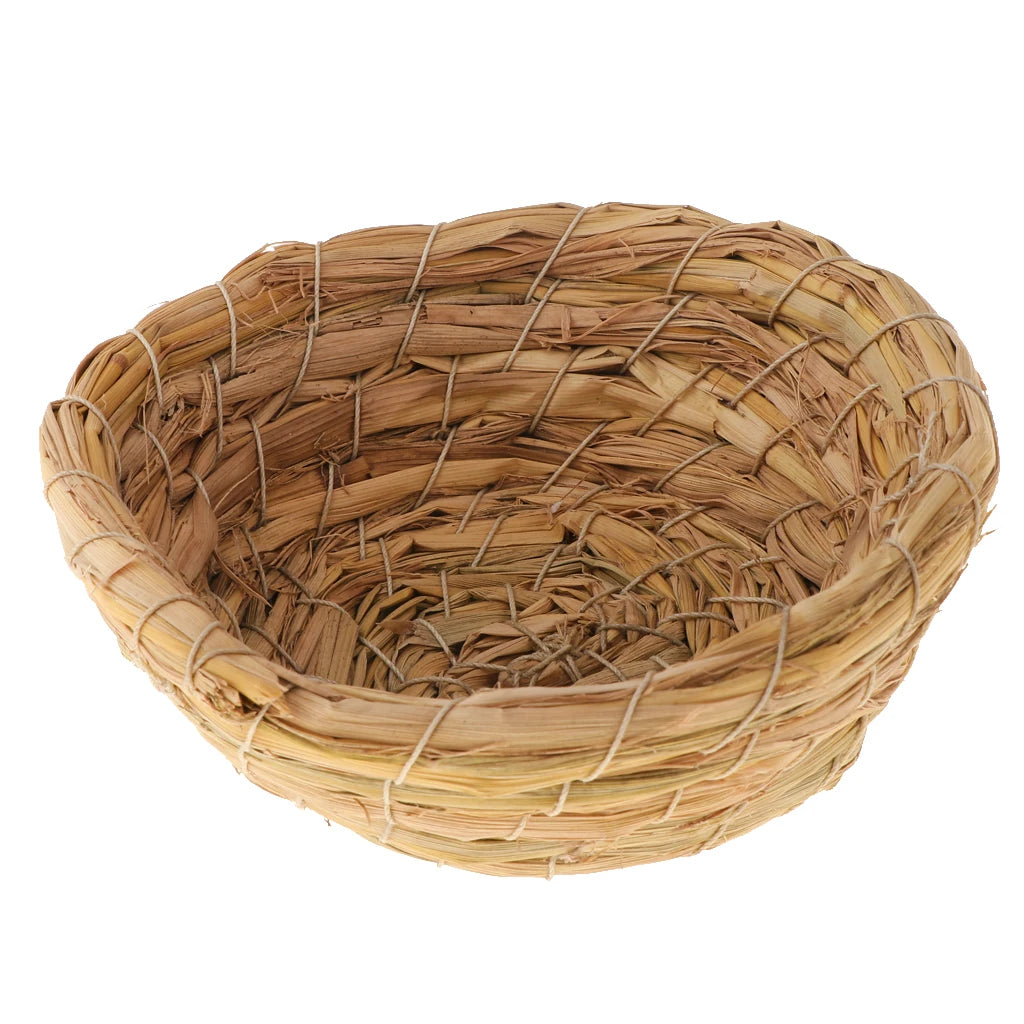 Handwoven Grass Bird Nest Cage House Hatching Breeding Cave for Parrot, Canary or Cockatiel or Other Birds