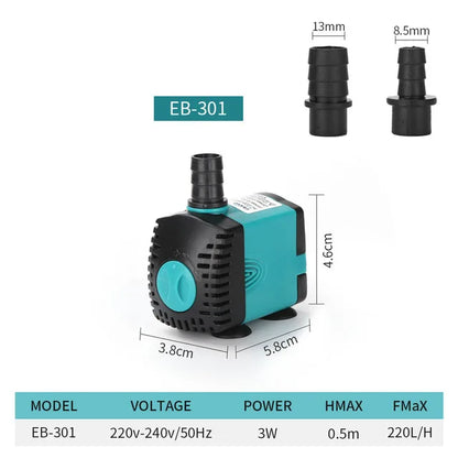 60/50/35/25/15/10/6/3W Ultra-Quiet Submersible Water Fountain Pump Filter Fish Pond Aquarium Water Pump Tank Fountain 220V-240V