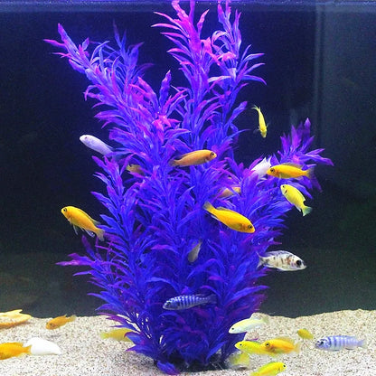 50CM Artificial Fish Tank Rare Plants Aquarium Fake Bamboo Leaf Water Grass Plastic Purple Green Water Grass Landscaping Decor