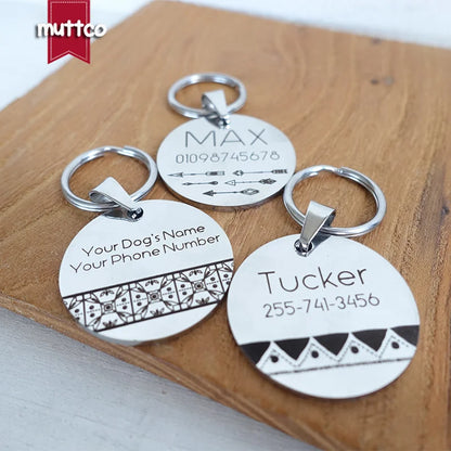 Self-design personalized design stainless steel dog tag dog round  tag can crave name tag dog  tag for pet 3 styles
