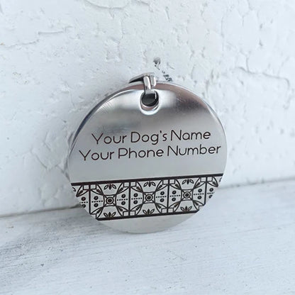 Self-design personalized design stainless steel dog tag dog round  tag can crave name tag dog  tag for pet 3 styles