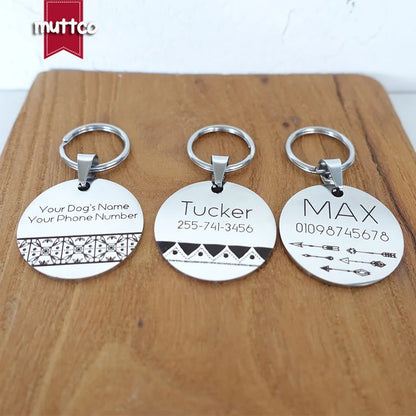 Self-design personalized design stainless steel dog tag dog round  tag can crave name tag dog  tag for pet 3 styles