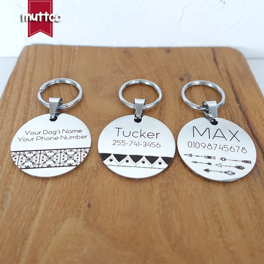 Self-design personalized design stainless steel dog tag dog round  tag can crave name tag dog  tag for pet 3 styles
