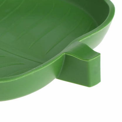 Plastic Reptile Pet Water Food Dish Bowl Gecko Meal Worm Feeder Green Leaf Shape 2size Turtle Aquatic Pets Supplies