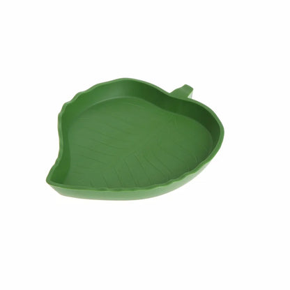 Plastic Reptile Pet Water Food Dish Bowl Gecko Meal Worm Feeder Green Leaf Shape 2size Turtle Aquatic Pets Supplies