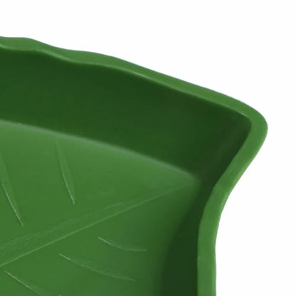 Plastic Reptile Pet Water Food Dish Bowl Gecko Meal Worm Feeder Green Leaf Shape 2size Turtle Aquatic Pets Supplies