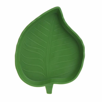 Plastic Reptile Pet Water Food Dish Bowl Gecko Meal Worm Feeder Green Leaf Shape 2size Turtle Aquatic Pets Supplies