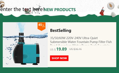 60/50/35/25/15/10/6/3W Ultra-Quiet Submersible Water Fountain Pump Filter Fish Pond Aquarium Water Pump Tank Fountain 220V-240V