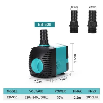 60/50/35/25/15/10/6/3W Ultra-Quiet Submersible Water Fountain Pump Filter Fish Pond Aquarium Water Pump Tank Fountain 220V-240V