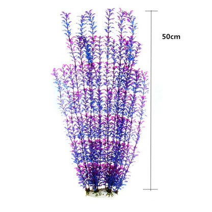50CM Artificial Fish Tank Rare Plants Aquarium Fake Bamboo Leaf Water Grass Plastic Purple Green Water Grass Landscaping Decor