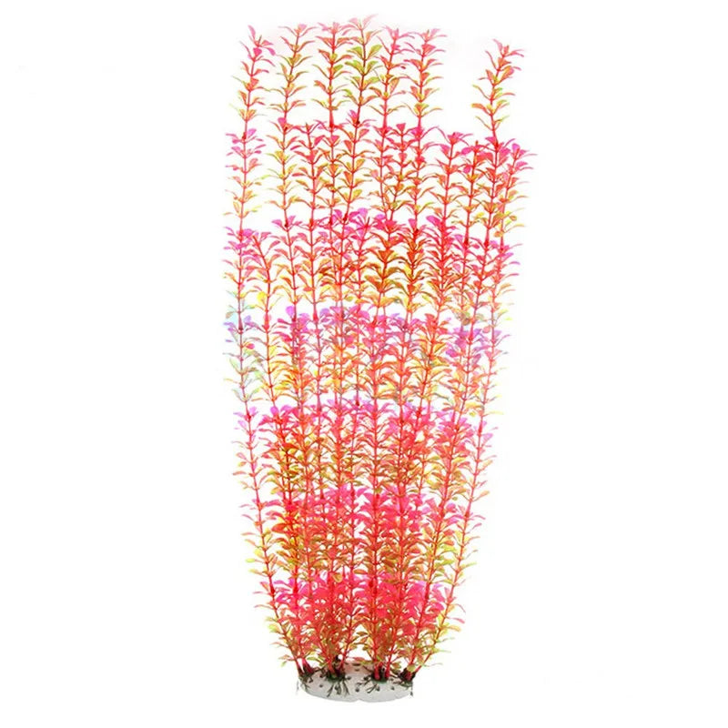 50CM Artificial Fish Tank Rare Plants Aquarium Fake Bamboo Leaf Water Grass Plastic Purple Green Water Grass Landscaping Decor