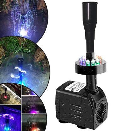 15W Ultra-Quiet Submersible Water Pump With 12 LED Lights Aquarium Water Fountain Pump Filter Fish Tank Pond LED Water Pump D30