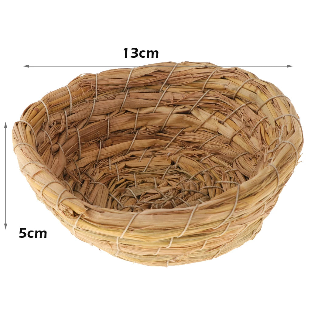 Handwoven Grass Bird Nest Cage House Hatching Breeding Cave for Parrot, Canary or Cockatiel or Other Birds