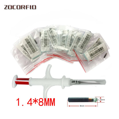 10pcs FDX-B 12/8mm Cat Dog Microchip Animal Syringe ID implant Pet Chip Needle vet RFID injector PIT Tag ForAquaculture fish