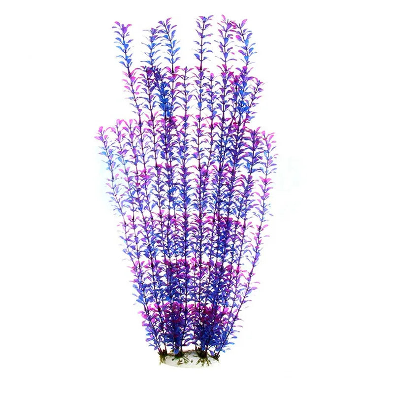 50CM Artificial Fish Tank Rare Plants Aquarium Fake Bamboo Leaf Water Grass Plastic Purple Green Water Grass Landscaping Decor