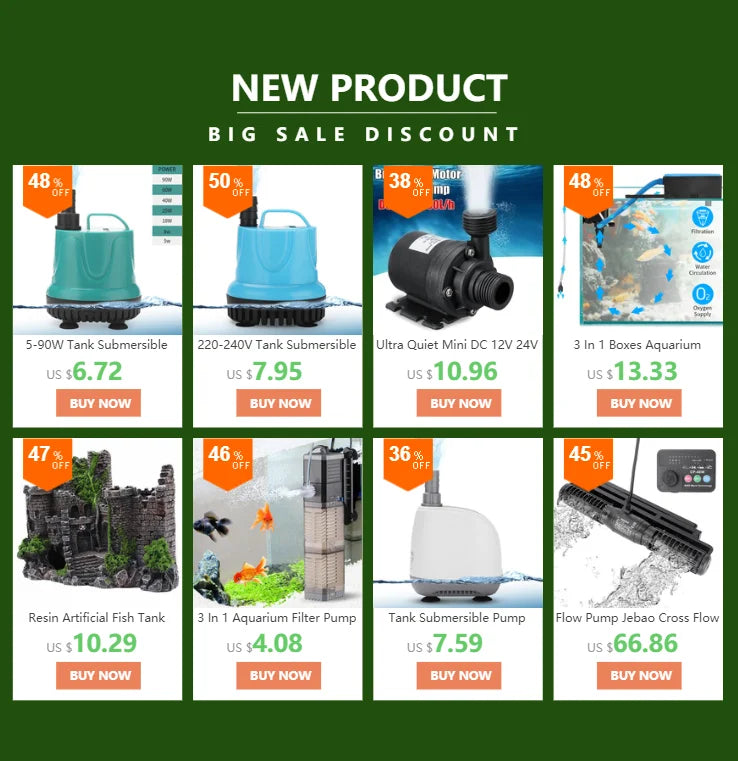 60/50/35/25/15/10/6/3W Ultra-Quiet Submersible Water Fountain Pump Filter Fish Pond Aquarium Water Pump Tank Fountain 220V-240V