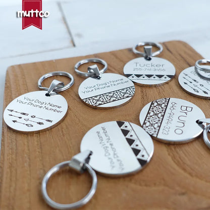 Self-design personalized design stainless steel dog tag dog round  tag can crave name tag dog  tag for pet 3 styles