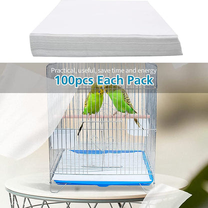 100pcs Bird Parrot Cage Liner Papers Disposable Absorbent High Toughness Cages Cushion for Bird Cage Supplies