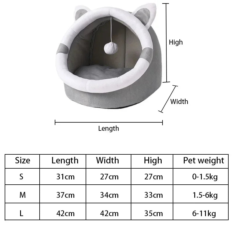Cute Semi-Closed Cat Nest Bed