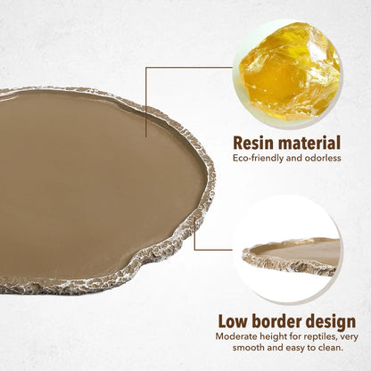 Pets Feeding Plate Reptile Bowl Turtle Gecko Snake Breeding Tray Resin Vivarium Food Water Dish Fogger