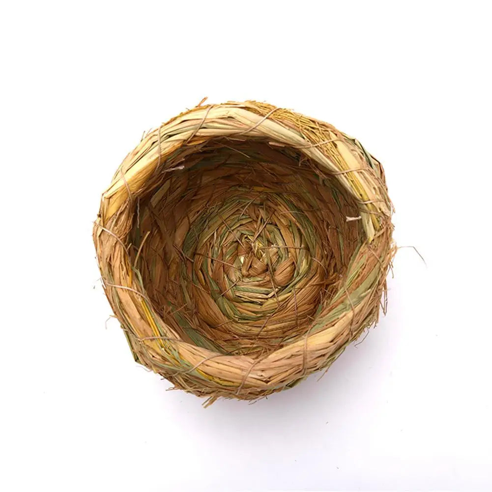 1pc Natural Handmade Straw Bird Nest Pigeon House Parrot Nest Warm Pet Bedroom Courtyard Small Animal Bird Cages