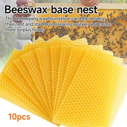 10Pcs Bee Wax Foundations Yellow Honeycomb Foundation Bee Hive Wax Frames Beekeeping Beeswax Nest Base Honeycomb Sheet 13.2x9cm