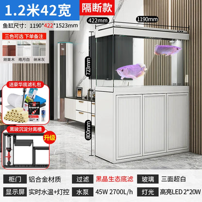 XL ultra-white glass fish tank living room large bottom filter ecological aquarium household arowana tank