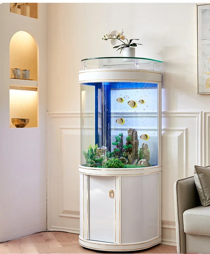 Light Luxury Fish Tank Living Room Home Family TV Cabinet Side Semicircle Bottom Filter Glass Aquarium Ecology