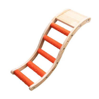 Bite Resistant Bird Climbing Ladder Wear Resistant with Non-slip Platform Wood Birds Perch Stand Colorful Bird Cage Ladder