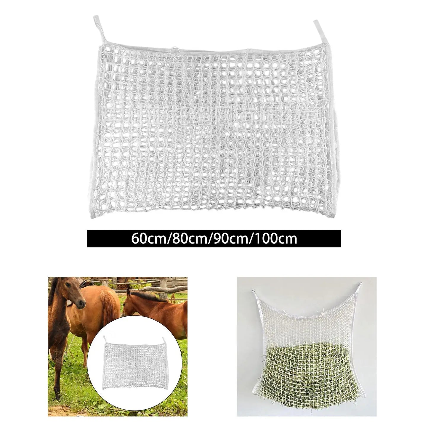 Hay Bag for Horses Slow feed Hay Net Portable Space Saving Hanging Mesh Bag Horse Feeder for Full Day Feeding Trailer Stall
