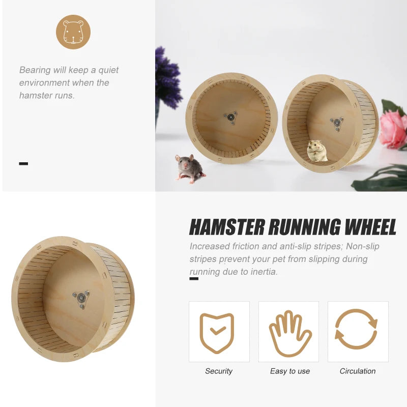 Gerbil Toy Wood Silence Wheel Hamster Running Track Rollers Hamsters Exercise Spinners Pet Mice Race Furniture