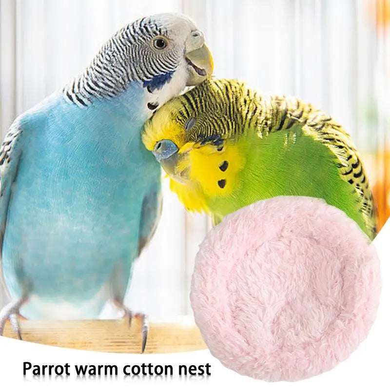 Bird Cotton Nest Coconut Shell Parrot Warm Nest Mat Bird Sleeping Tool with Thickened Edge for Lovebird Budgie Parakeet Conure