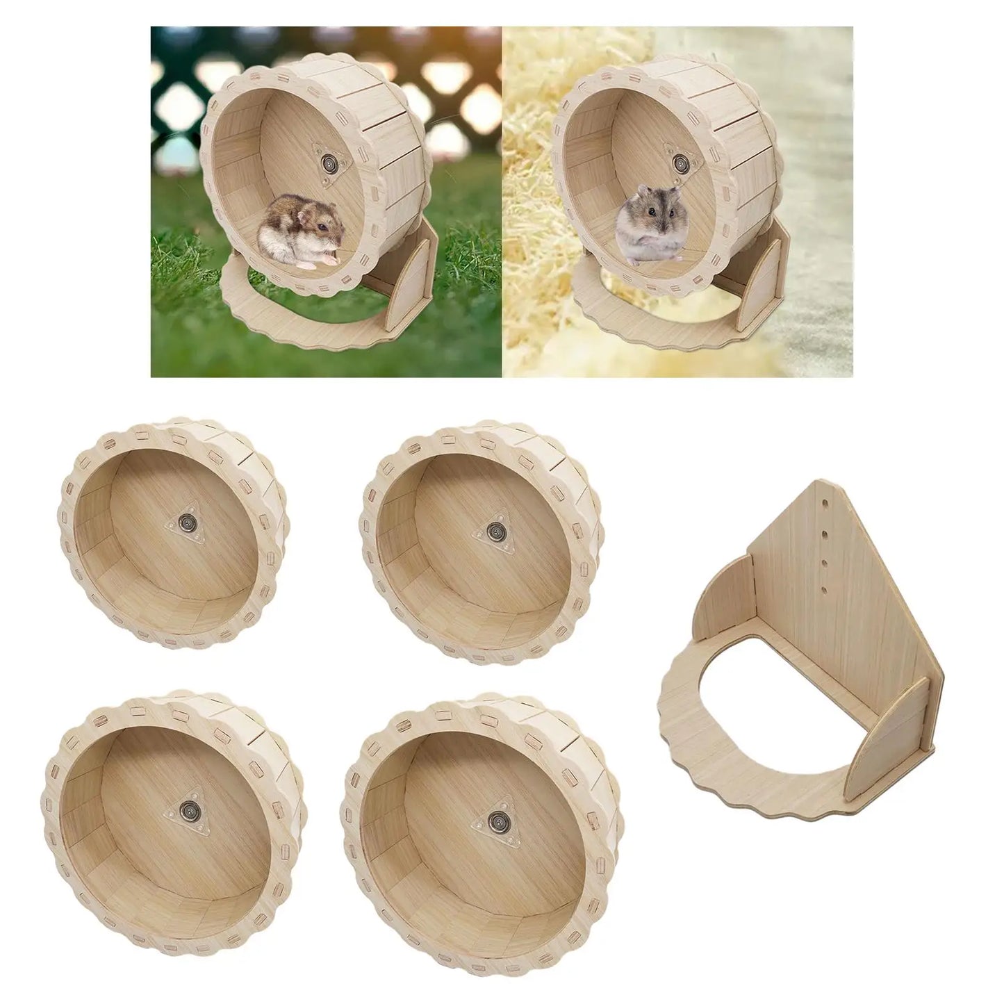 Hamster Wooden Running Wheel Toys Exercise Wheel for Cage Quiet for Kitten Chinchilla Gerbils Dwarf Hamster Other Small Animals