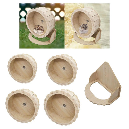 Hamster Wooden Running Wheel Toys Exercise Wheel for Cage Quiet for Kitten Chinchilla Gerbils Dwarf Hamster Other Small Animals