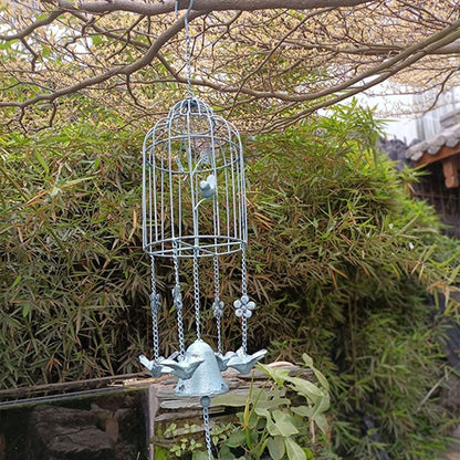 Bird Cage Style Outdoor Wind Chime Cast Iron Birdhouse Garden Bell Décoration De Jardin Carillon à Vent Japonais 윈드벨