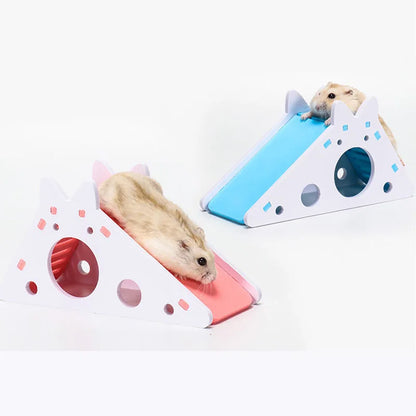 Bird Slide Toy Hamster Hideout House Parrot Cage Accessories Guinea Pig Wooden Cave Slide with Stairs Toy Small Animals Supplies