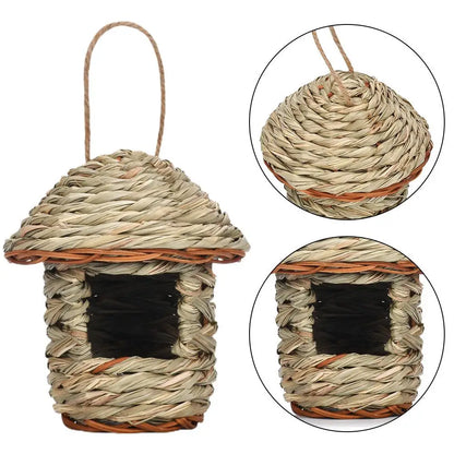 Handwoven Straw Bird Nest Parrot Hatching Outdoor Garden Hanging Hatching Breeding House Nest Bird Accessory