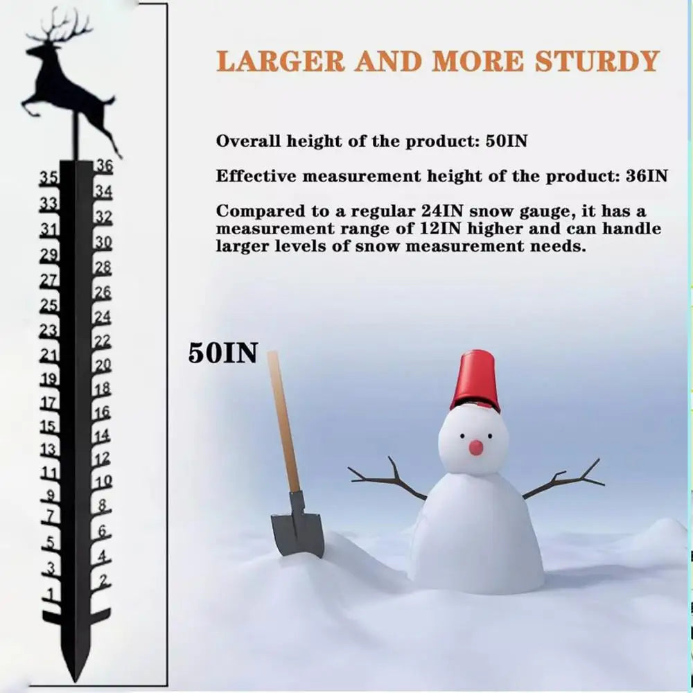 Snow Stakes Deer Bird Design Snow Gauge Cute Animal Garden Decor Christmas Decoration Handmade Metal Snow Gauge Garden Stakes
