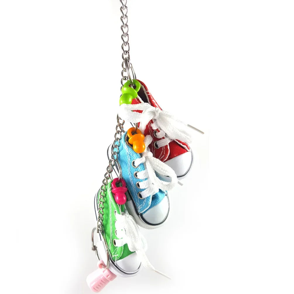 Bird Cage Toys for Parrots Wood Birds Swing Reliable Chewable Bite Bridge Wooden Beads Shape Parrot Toy Bird Accessories