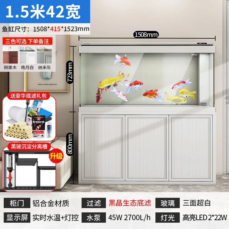 XL ultra-white glass fish tank living room large bottom filter ecological aquarium household arowana tank