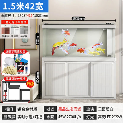 XL ultra-white glass fish tank living room large bottom filter ecological aquarium household arowana tank