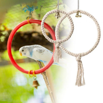 Cage Hanging Toy Chew Play Toy Boredom Breaker Perches Circle Ring Stand Parrot Ringing Cotton Rope Swing
